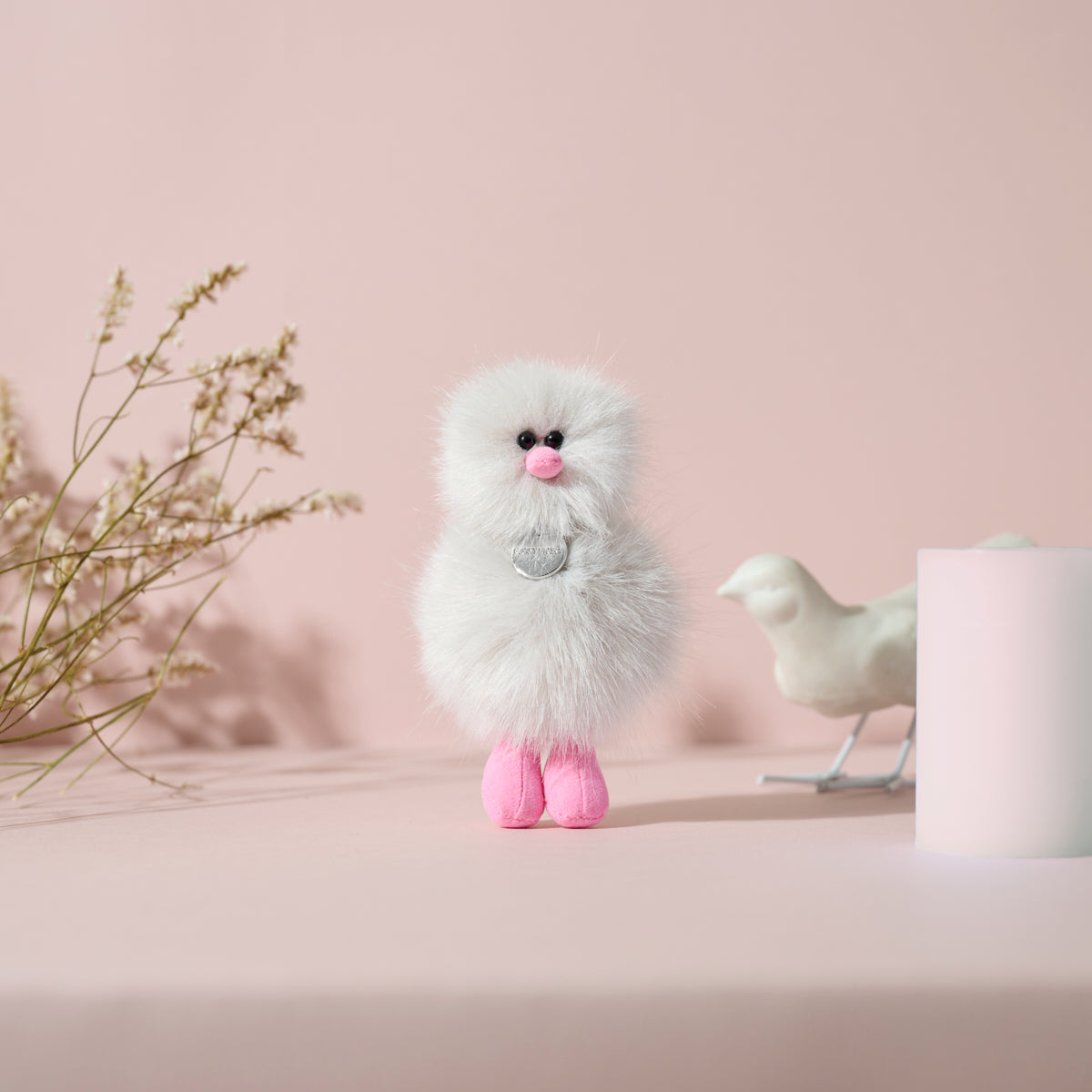 Mini Bird Keyring – Light Gray