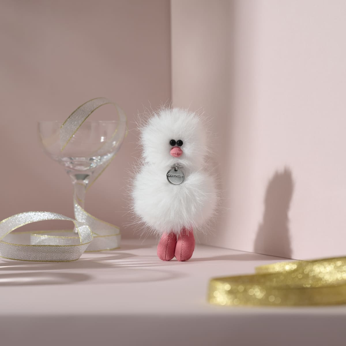 Mini Bird Keyring – White