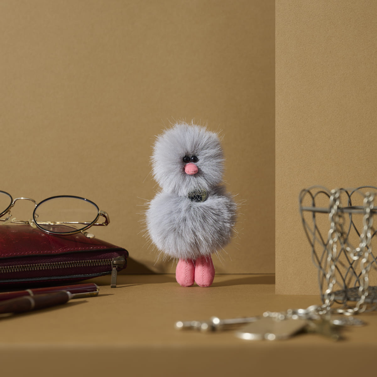 Mini Bird Keyring – Blue Gray