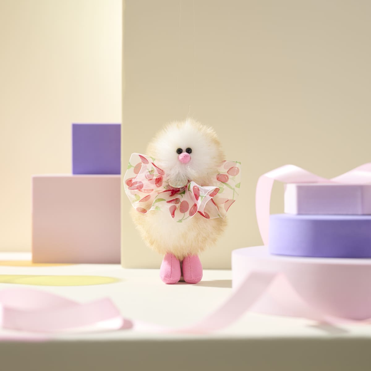 Mini Bird Keyring – Marshmallow