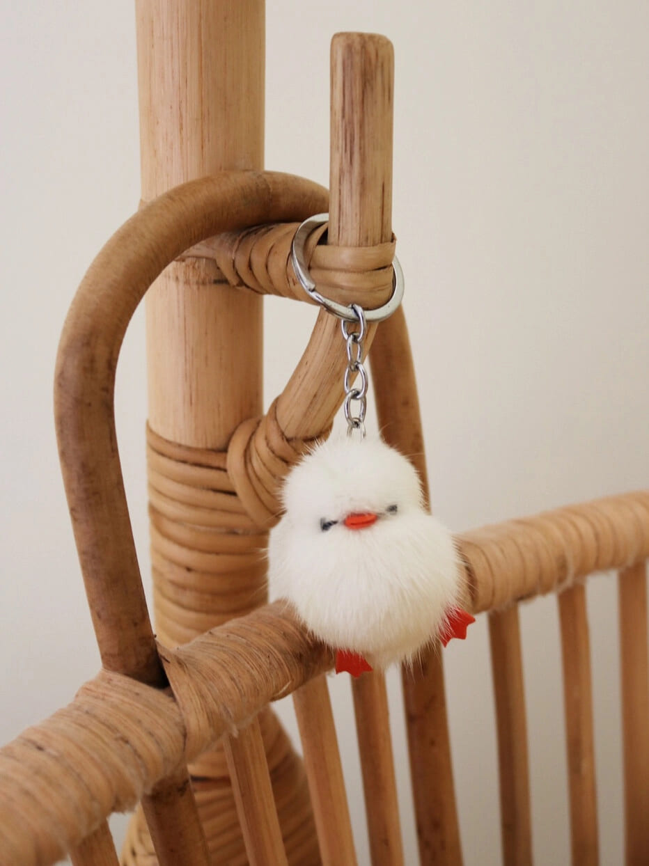 Baby Bird Keyring - White